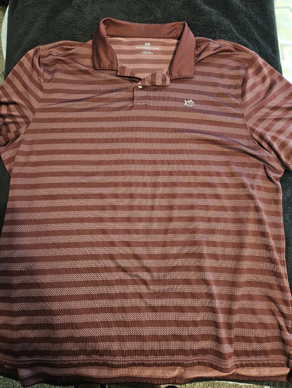 Southern Tide Men's Burgundy Striped Polo Size XXL